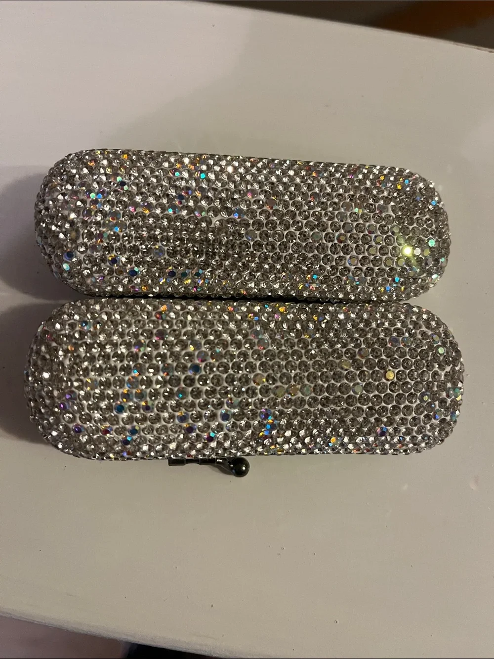 Vintage Crystal Rhinestone Lipstick Holder- Silver